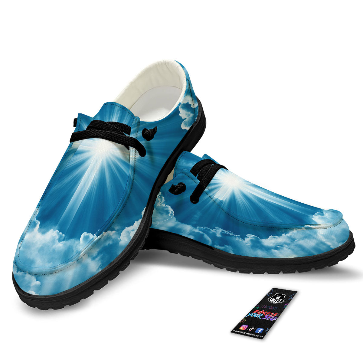 Christian Holy Cross Shiny Print Black Loafers-grizzshop