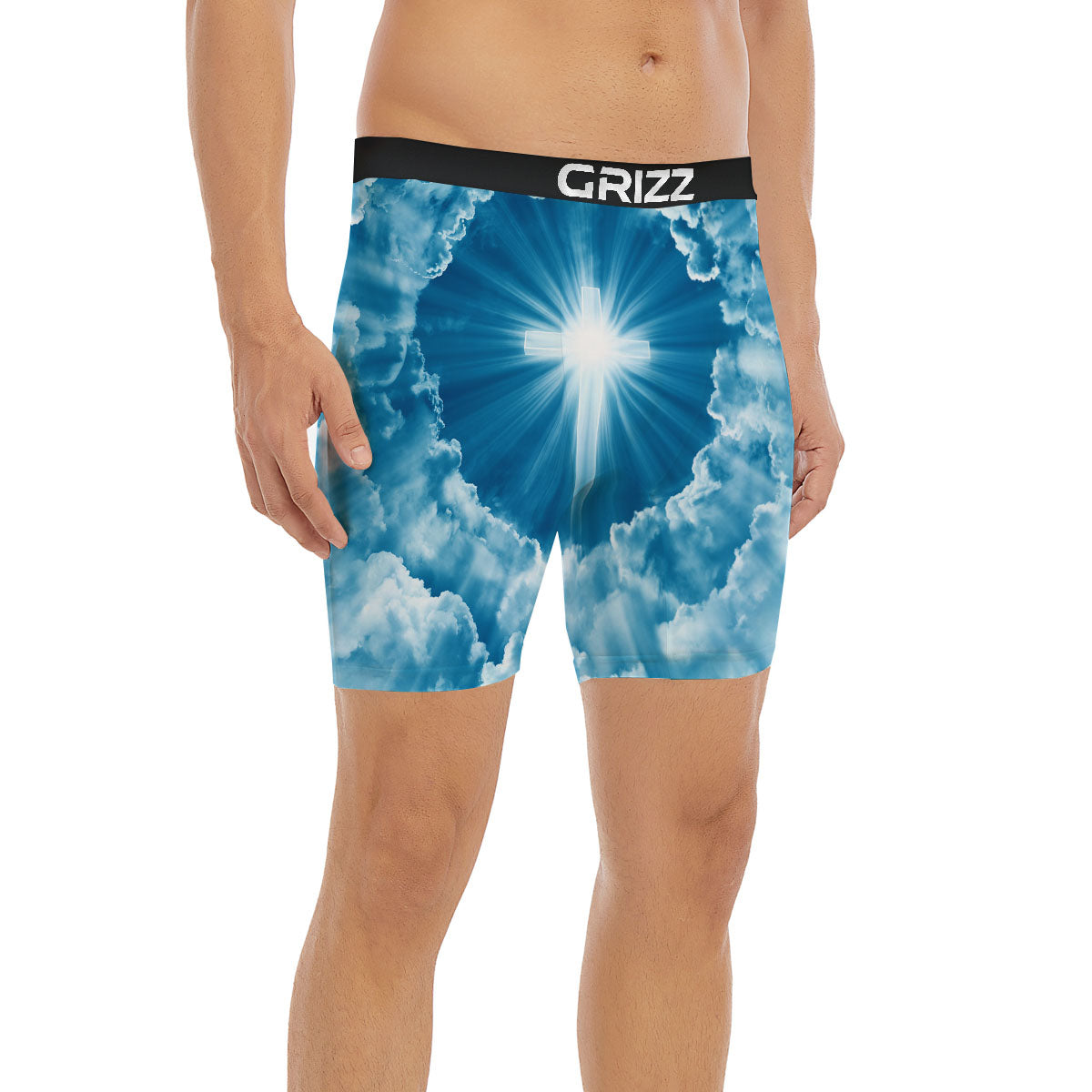 Christian Holy Cross Shiny Print Boxer Briefs-grizzshop