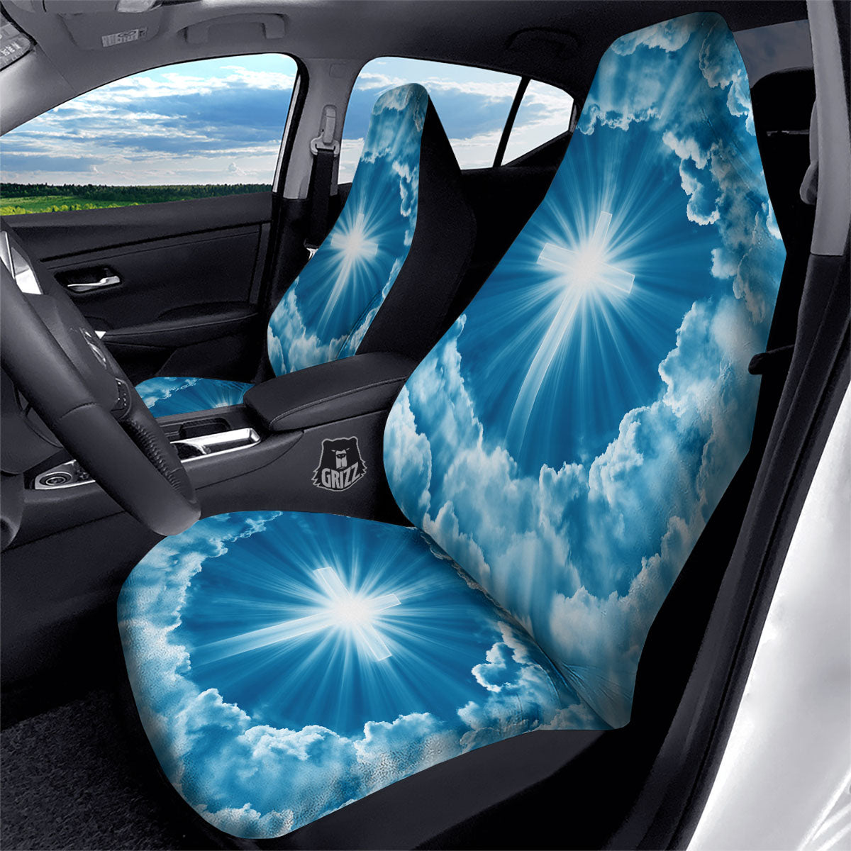 Christian Holy Cross Shiny Print Car Seat Covers-grizzshop