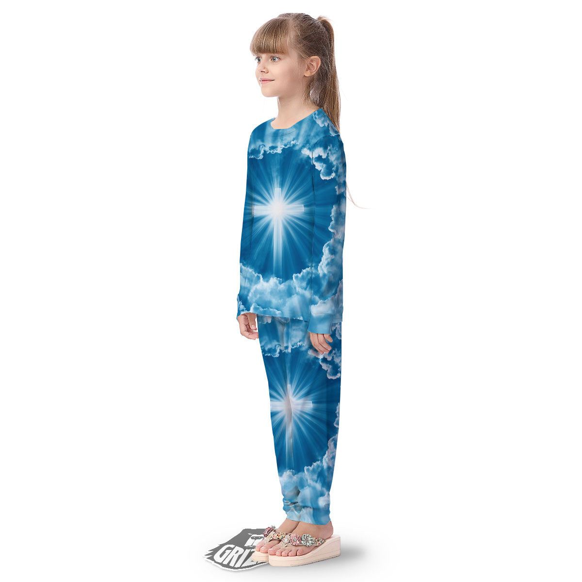 Christian Holy Cross Shiny Print Kid's Pajamas-grizzshop