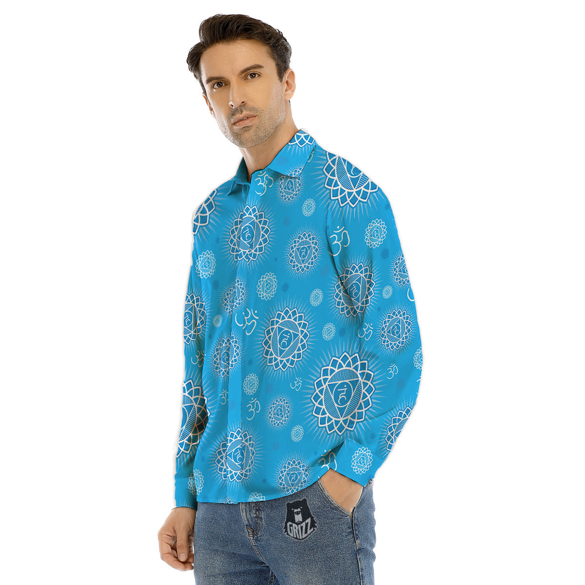 Christian Holy Cross Shiny Print Men's Dress Shirts-grizzshop