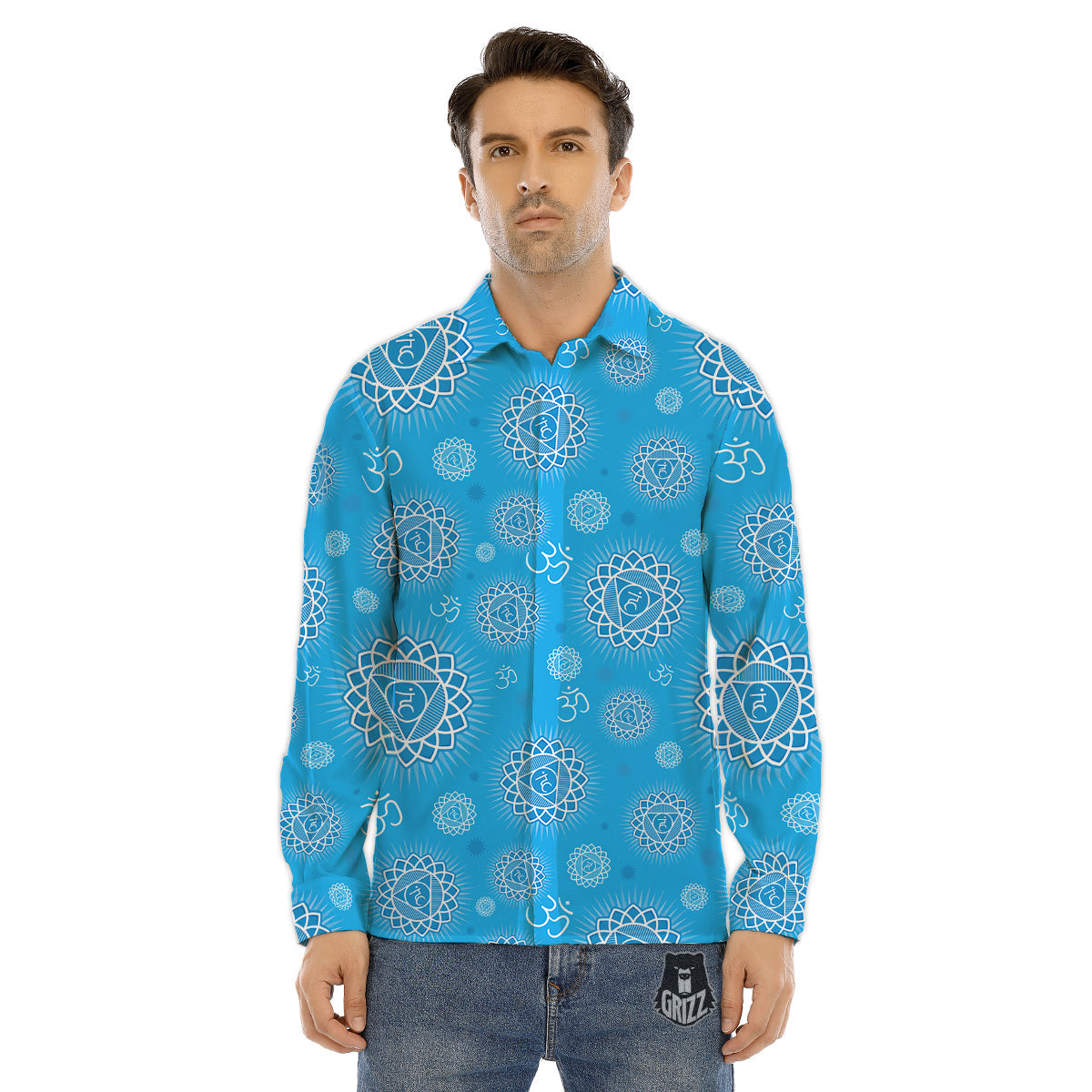 Christian Holy Cross Shiny Print Men's Dress Shirts-grizzshop