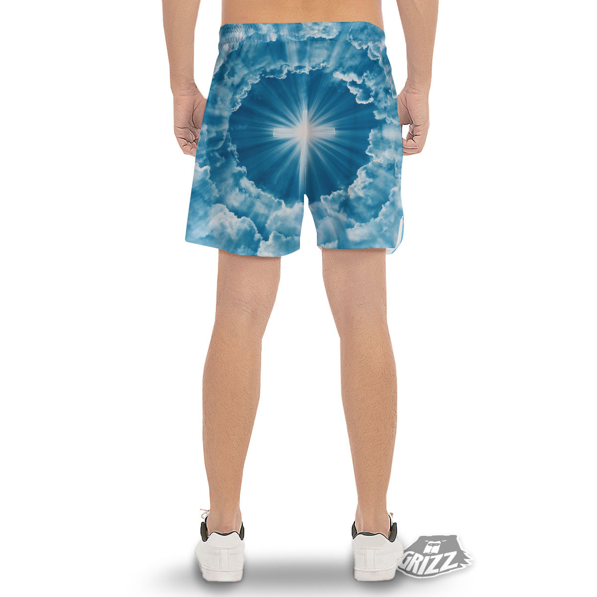 Christian Holy Cross Shiny Print Men's Gym Shorts-grizzshop