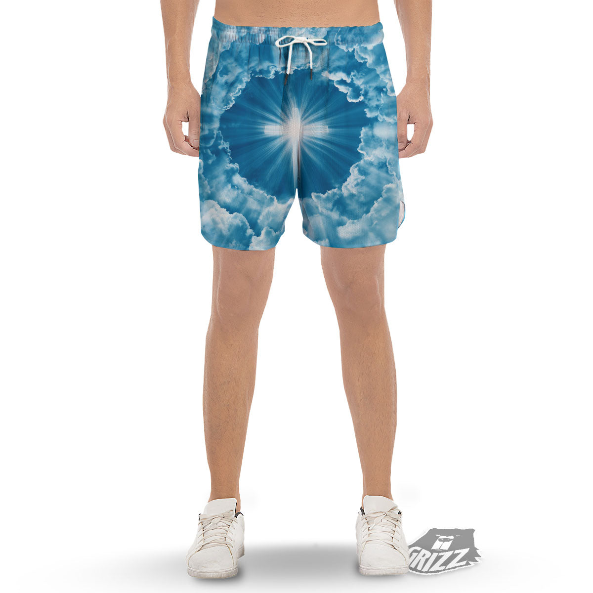 Christian Holy Cross Shiny Print Men's Gym Shorts-grizzshop