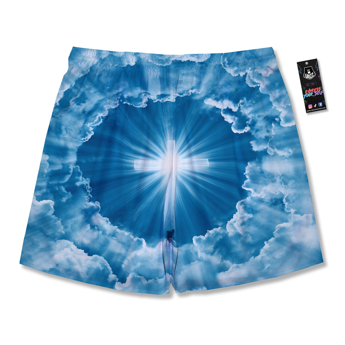 Christian Holy Cross Shiny Print Men's Running Shorts-grizzshop