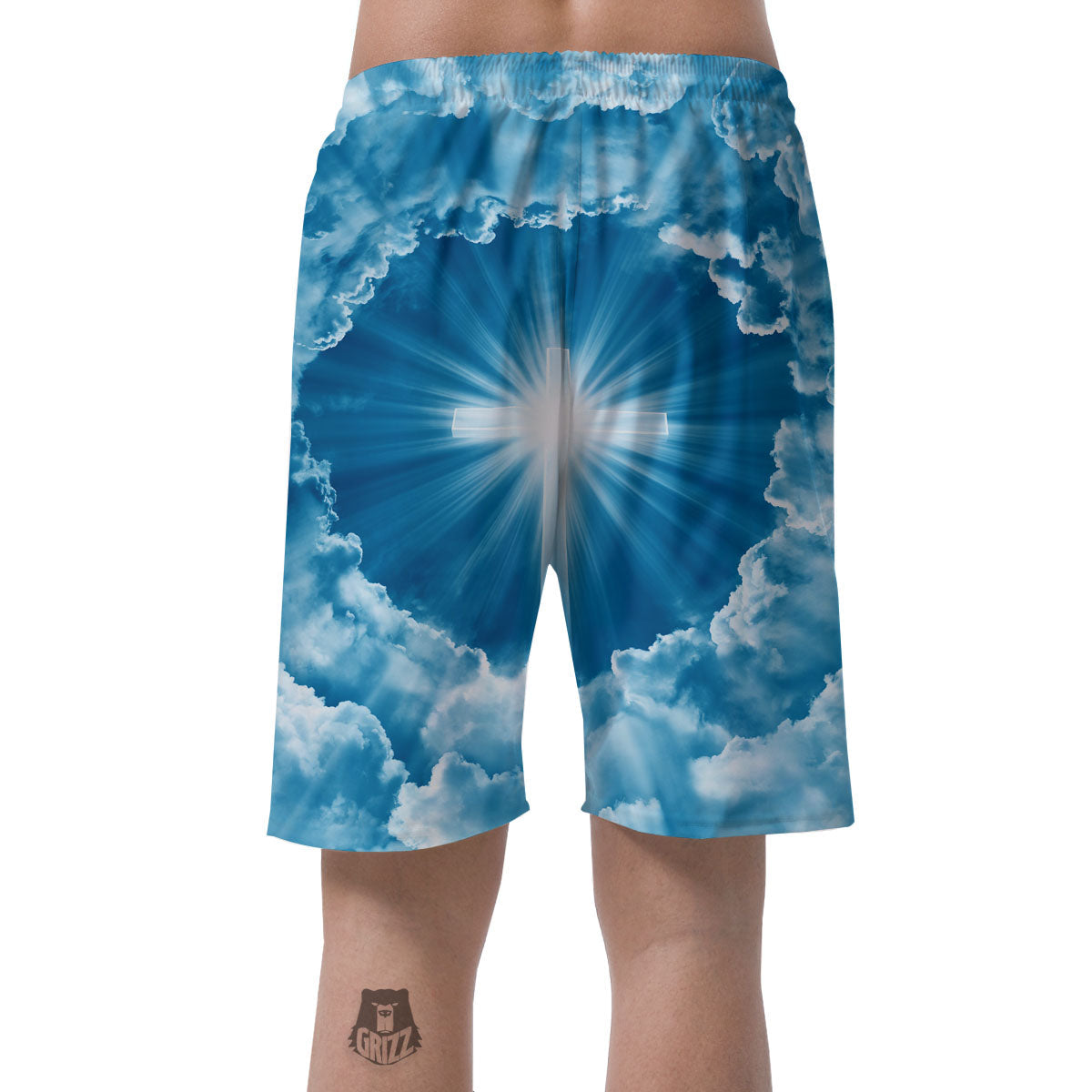 Christian Holy Cross Shiny Print Men's Shorts-grizzshop