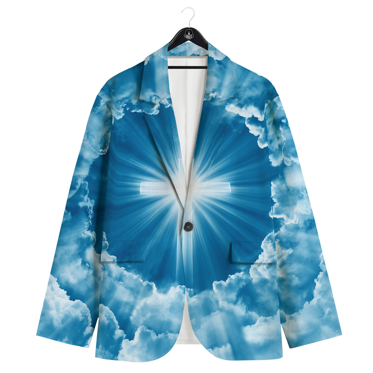Christian Holy Cross Shiny Print Men's Sport Coat-grizzshop