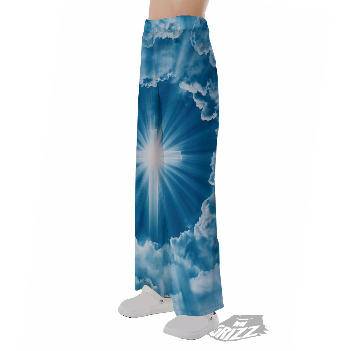 Christian Holy Cross Shiny Print Pajama Pants-grizzshop