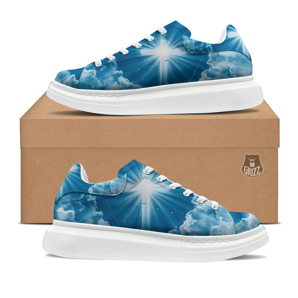 Christian Holy Cross Shiny Print Platform Shoes-grizzshop