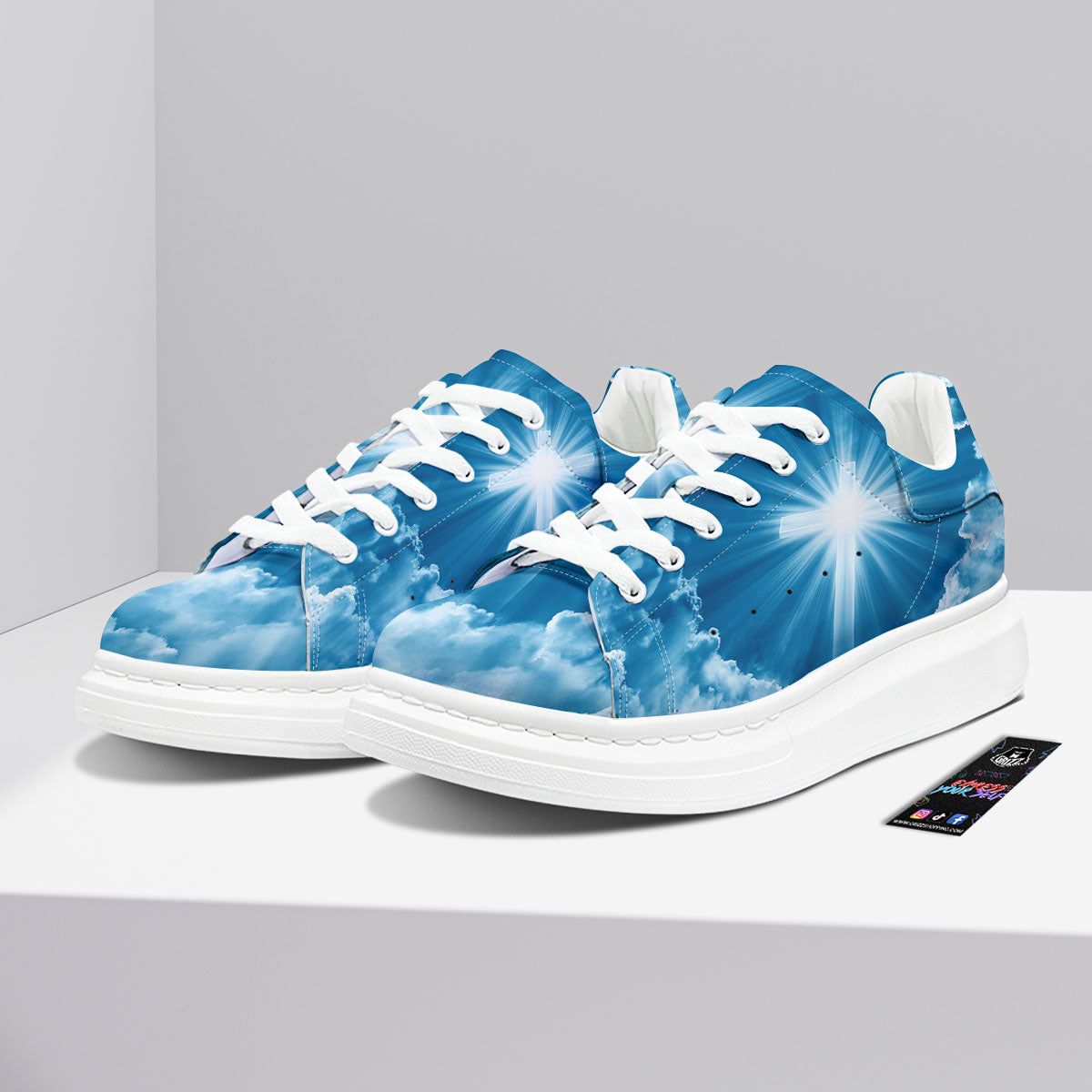 Christian Holy Cross Shiny Print Platform Shoes-grizzshop