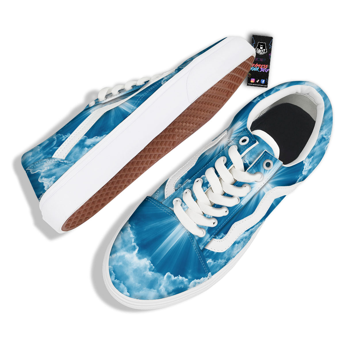 Christian Holy Cross Shiny Print Skate Shoes-grizzshop