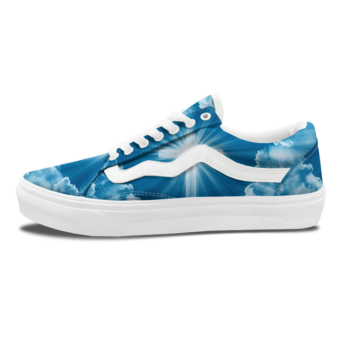 Christian Holy Cross Shiny Print Skate Shoes-grizzshop