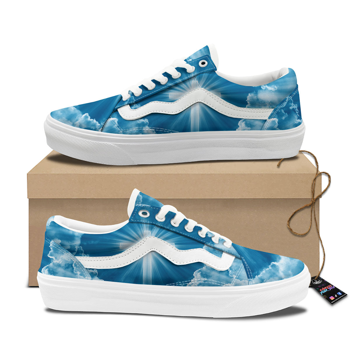 Christian Holy Cross Shiny Print Skate Shoes-grizzshop