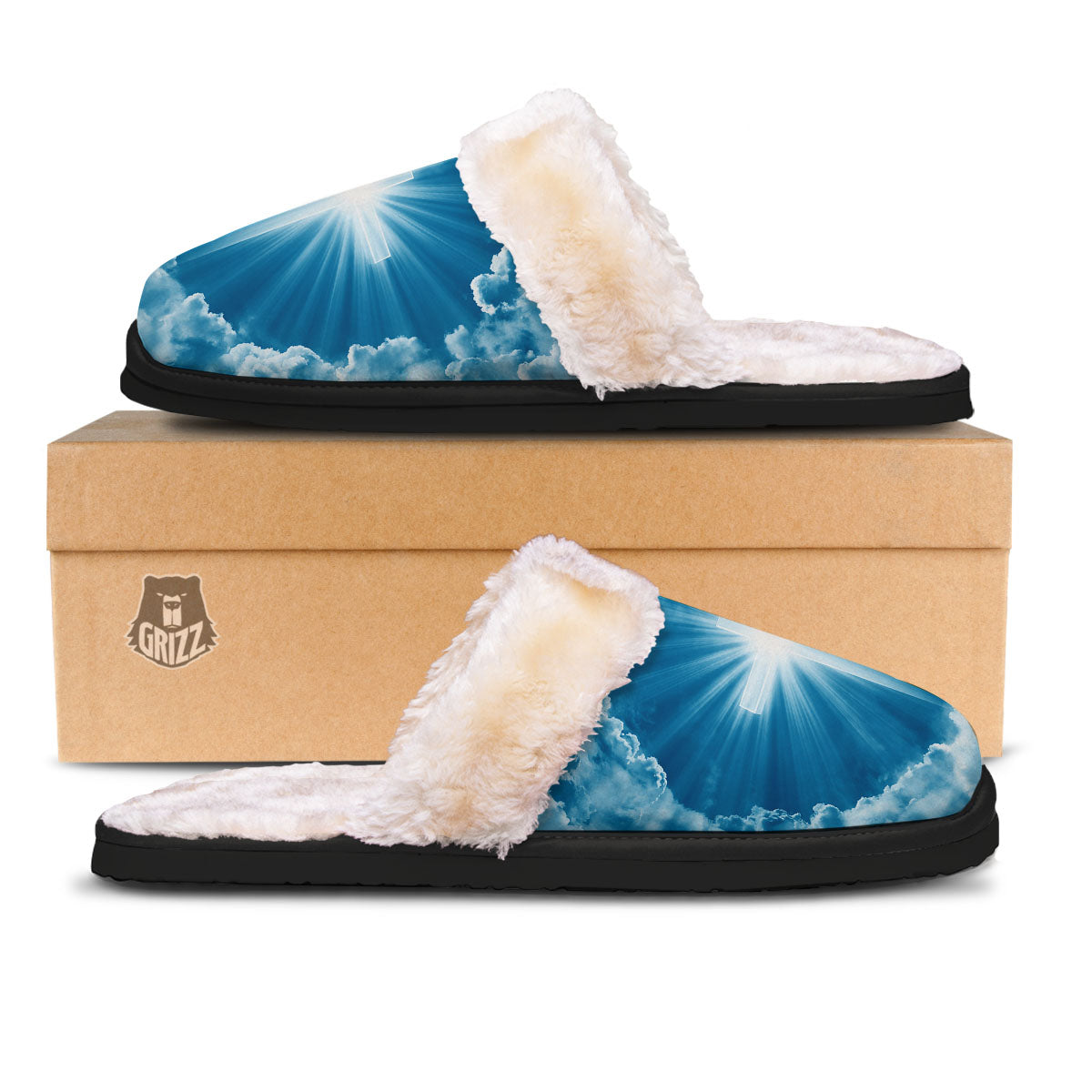 Christian Holy Cross Shiny Print Slippers-grizzshop