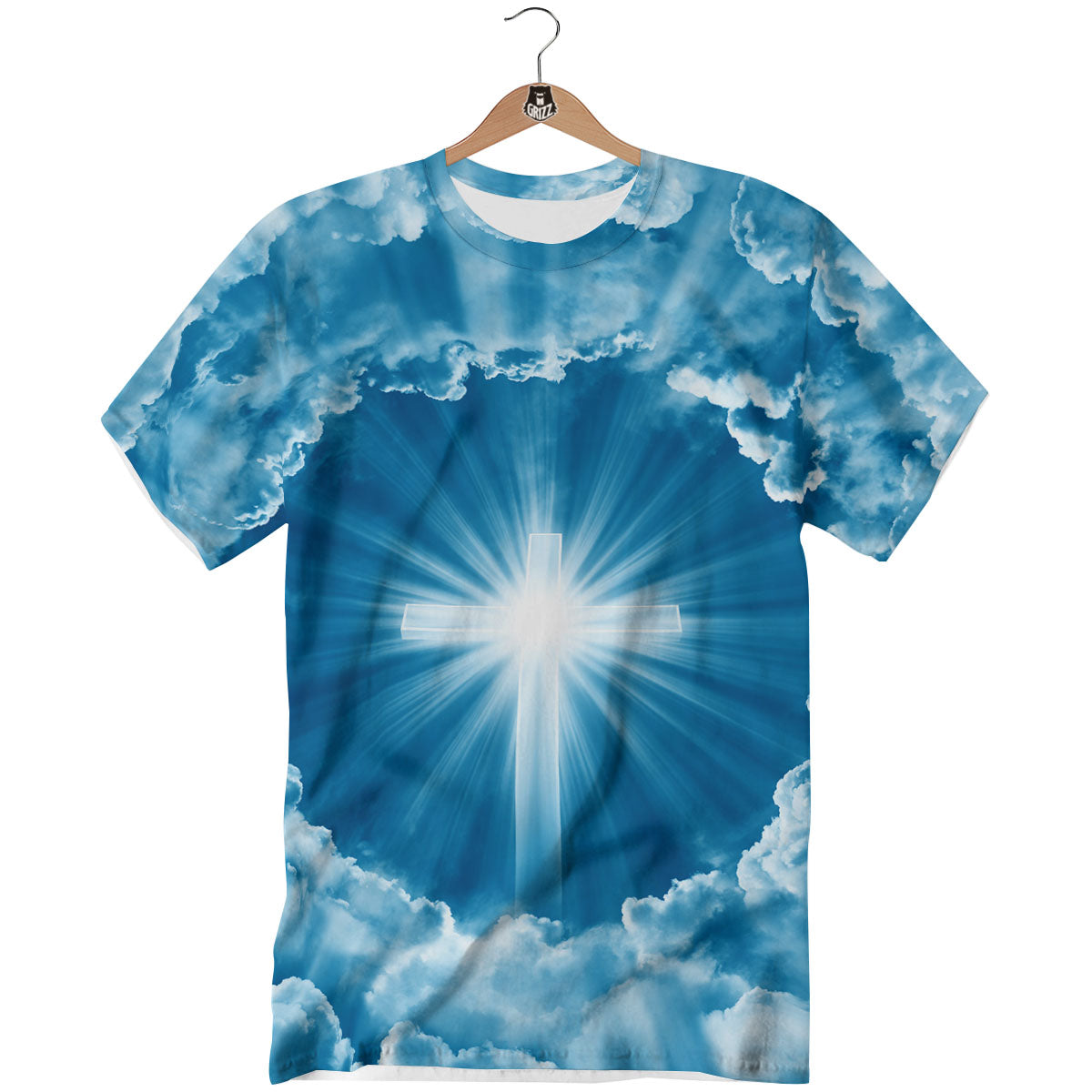Christian Holy Cross Shiny Print T-Shirt-grizzshop