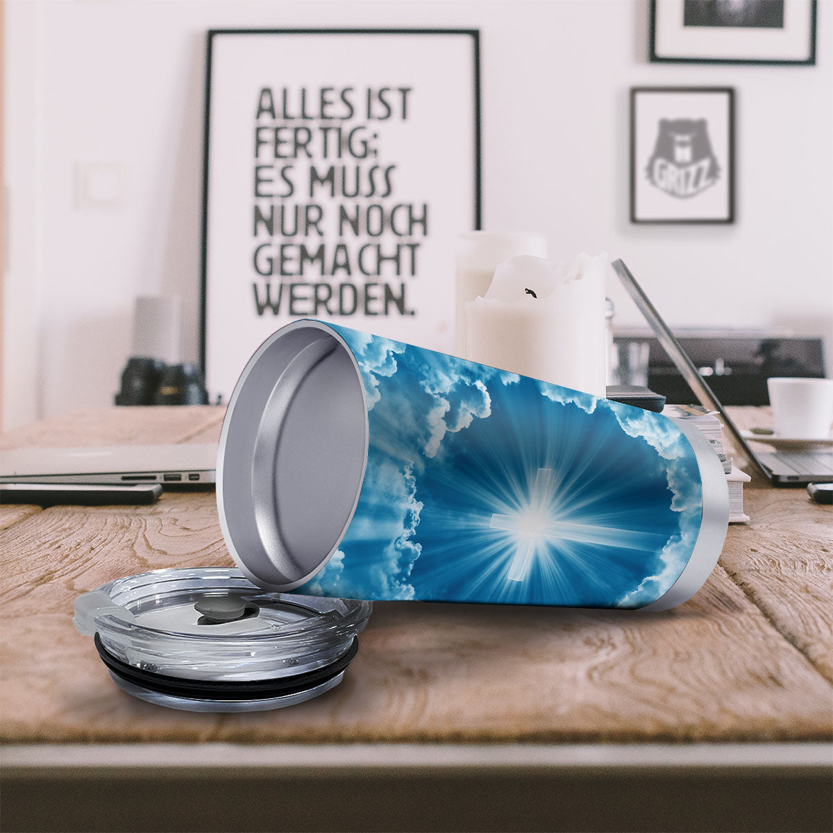 Christian Holy Cross Shiny Print Tumbler-grizzshop