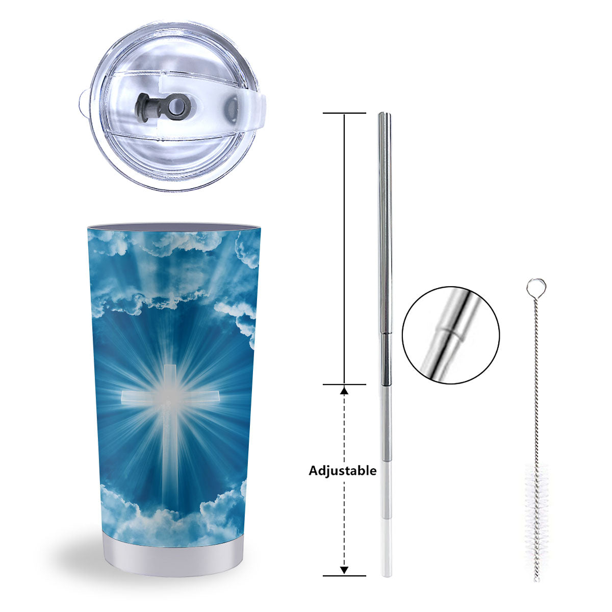 Christian Holy Cross Shiny Print Tumbler-grizzshop