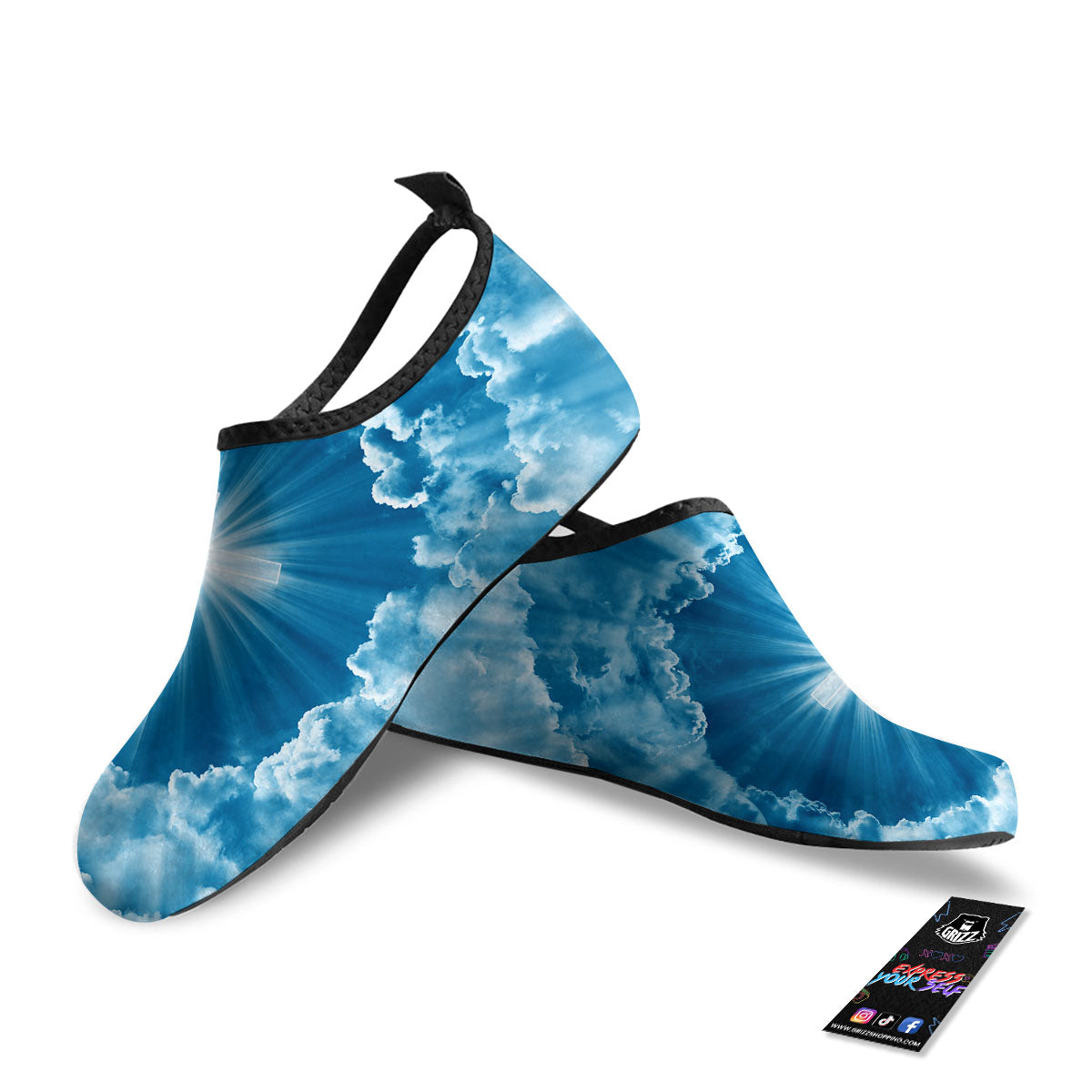 Christian Holy Cross Shiny Print Water Shoes-grizzshop