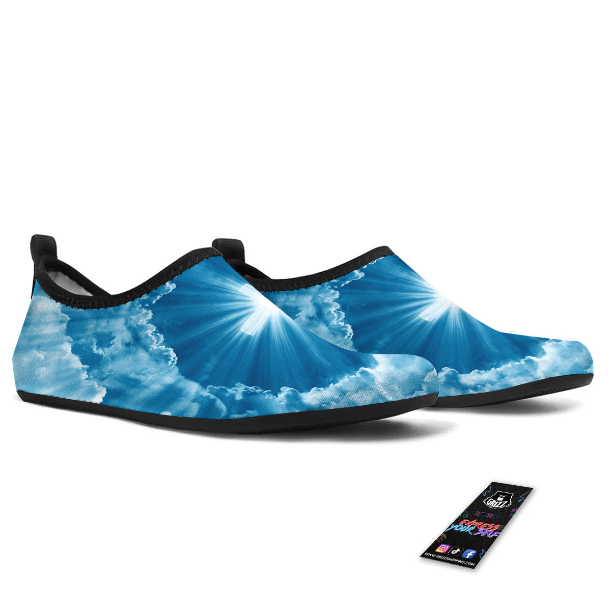 Christian Holy Cross Shiny Print Water Shoes-grizzshop