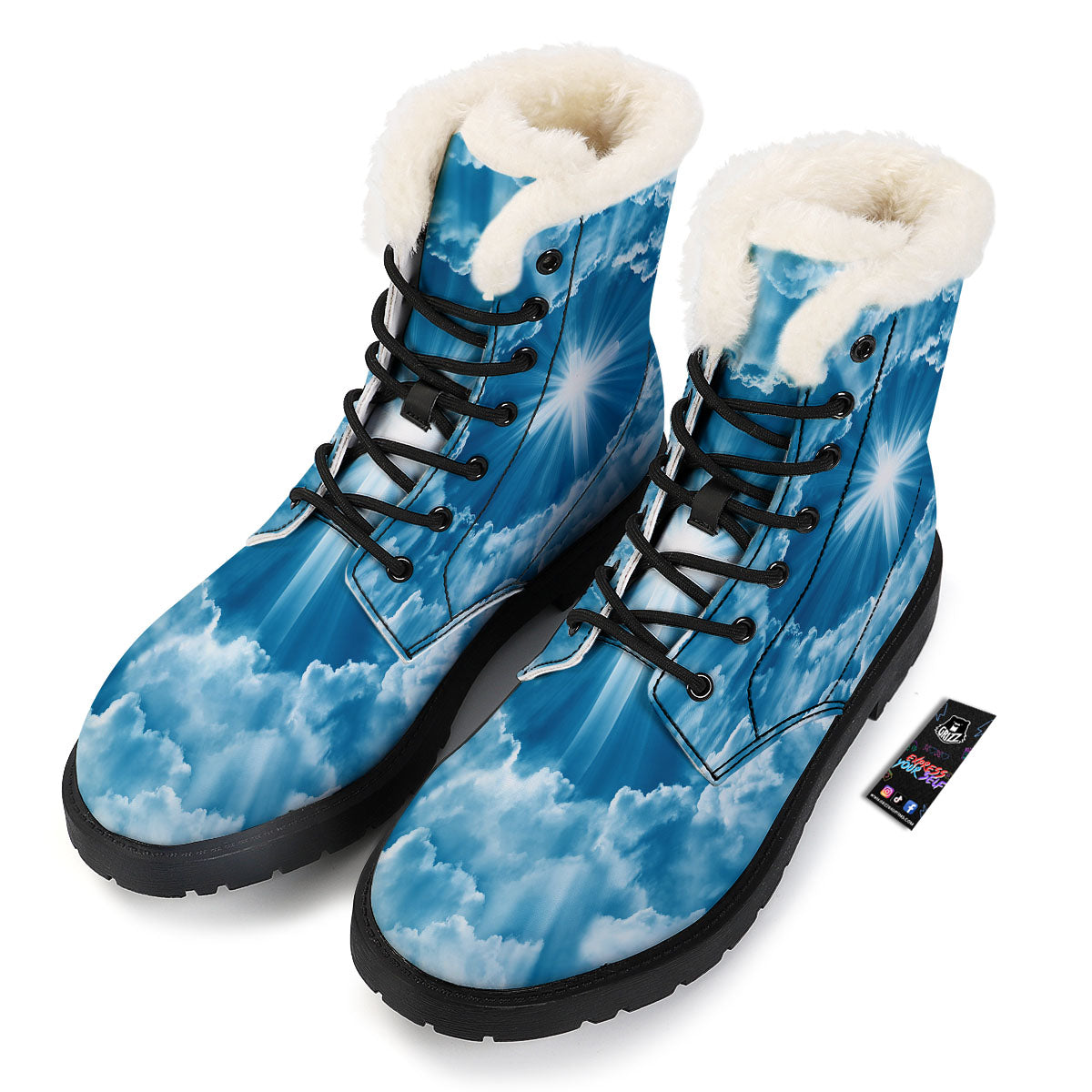 Christian Holy Cross Shiny Print Winter Boots-grizzshop