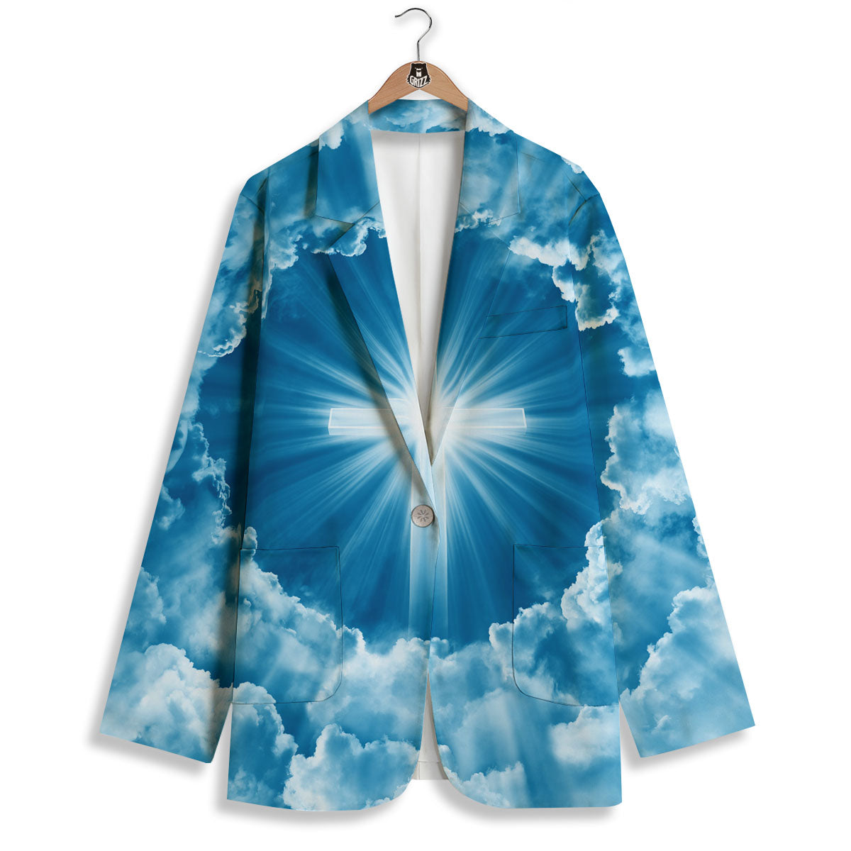 Christian Holy Cross Shiny Print Women's Blazer-grizzshop