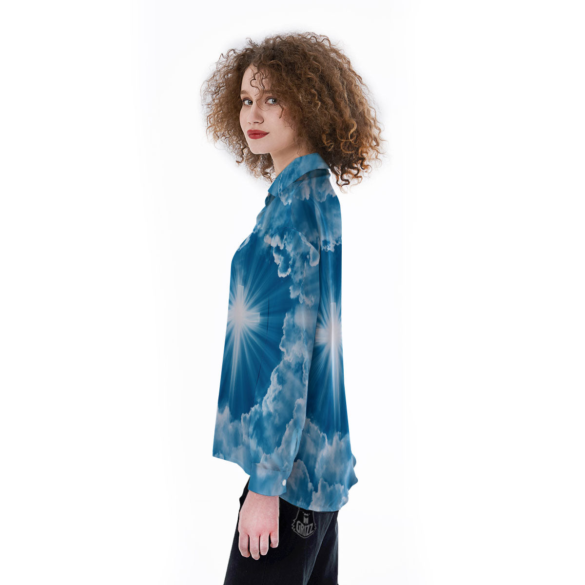 Christian Holy Cross Shiny Print Women's Long Sleeve Shirts-grizzshop