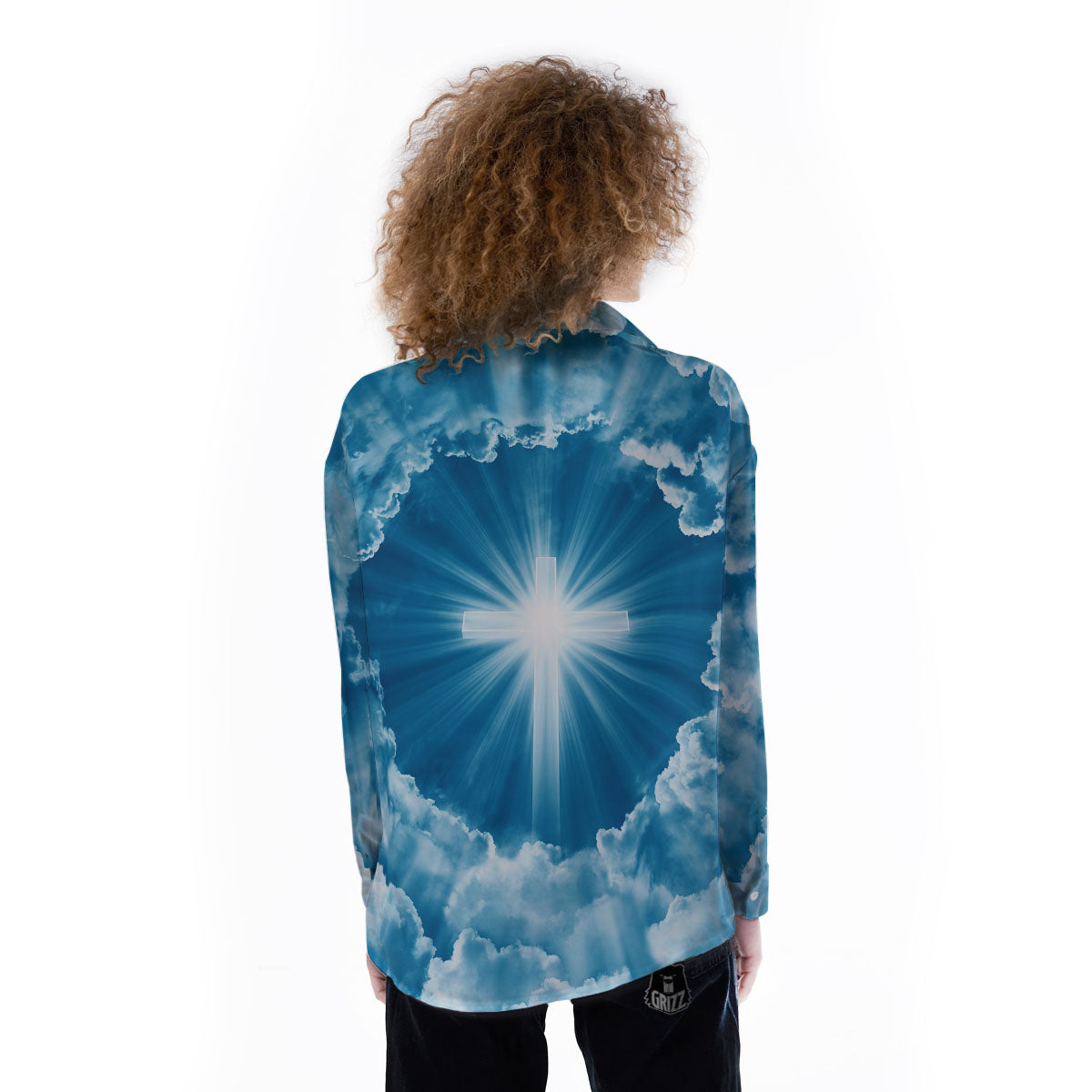 Christian Holy Cross Shiny Print Women's Long Sleeve Shirts-grizzshop