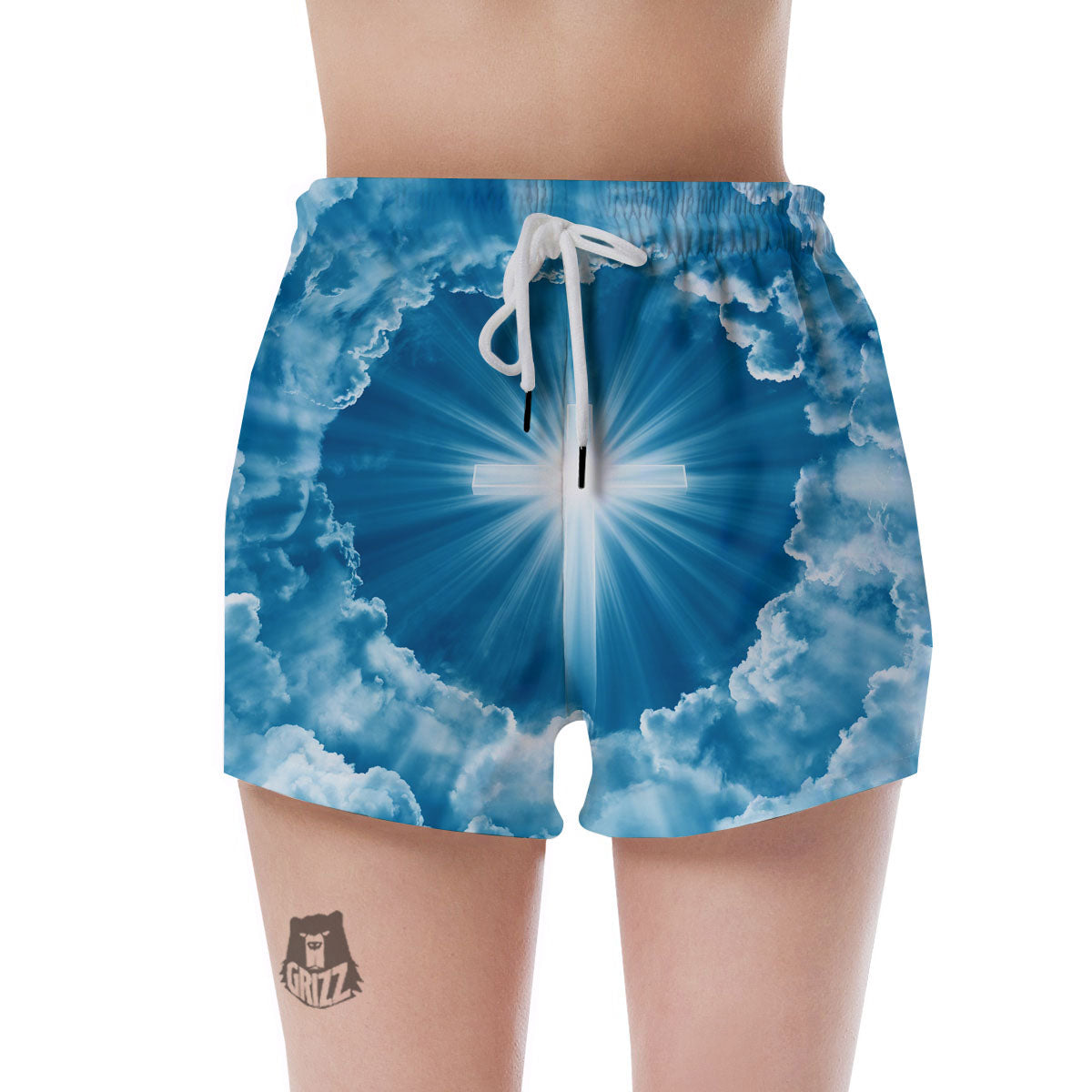 Christian Holy Cross Shiny Print Women's Shorts-grizzshop