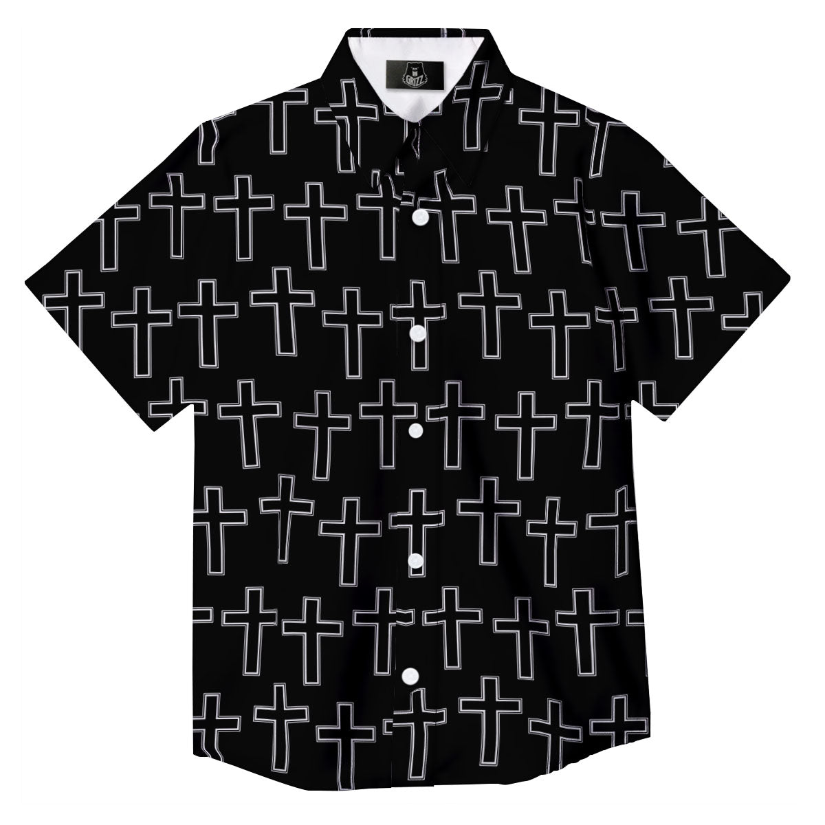 Christian Orthodox Print Pattern Button Up Shirt-grizzshop
