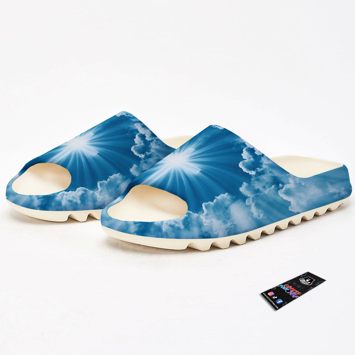 Christian Holy Cross Shiny Print Sandals-grizzshop