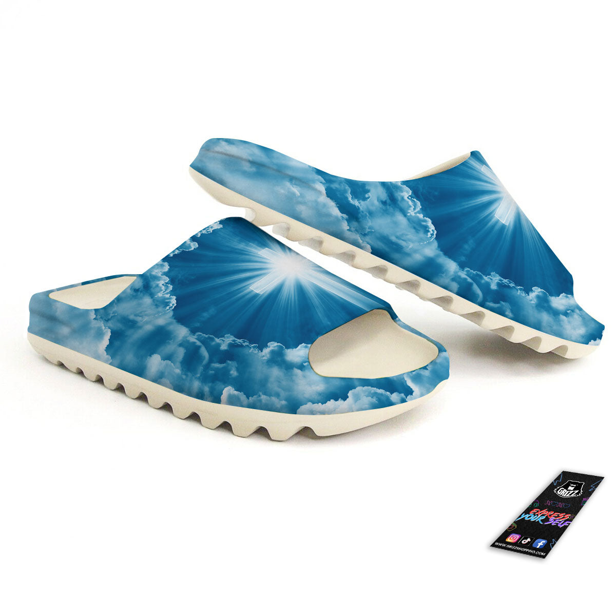 Christian Holy Cross Shiny Print Sandals-grizzshop