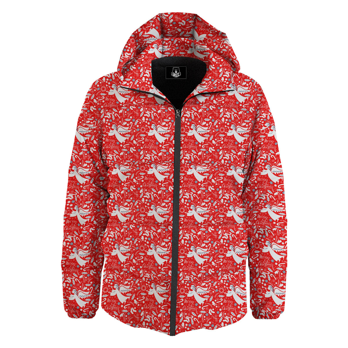 Christmas Angel Print Pattern Down Jacket-grizzshop