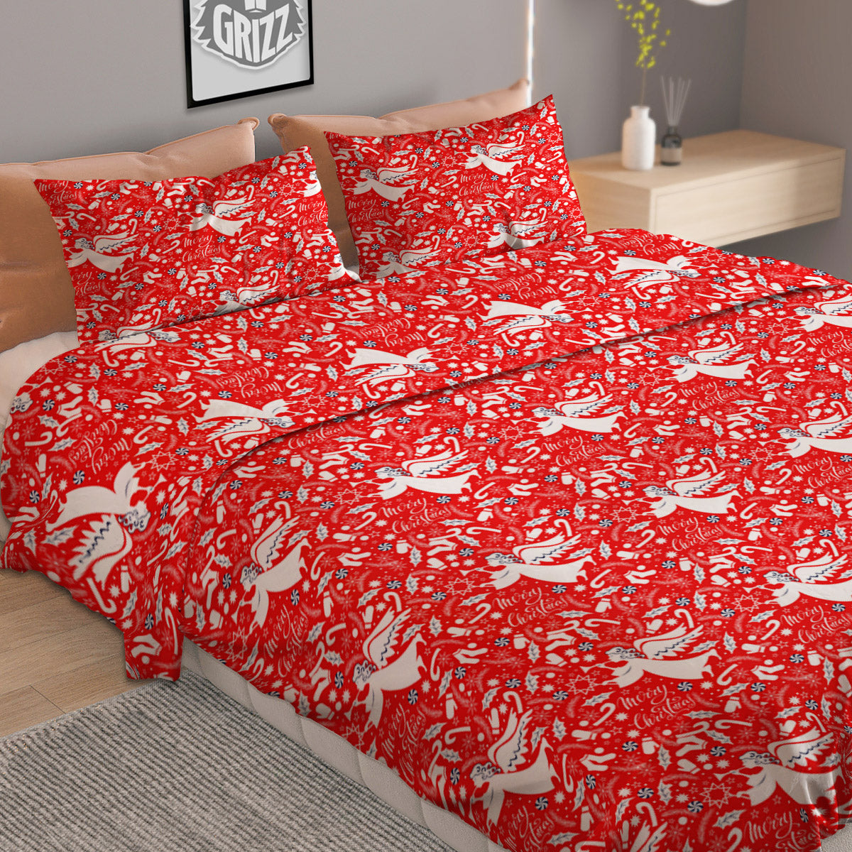 Demon Skull Flaming Print Duvet Cover Bedding Set