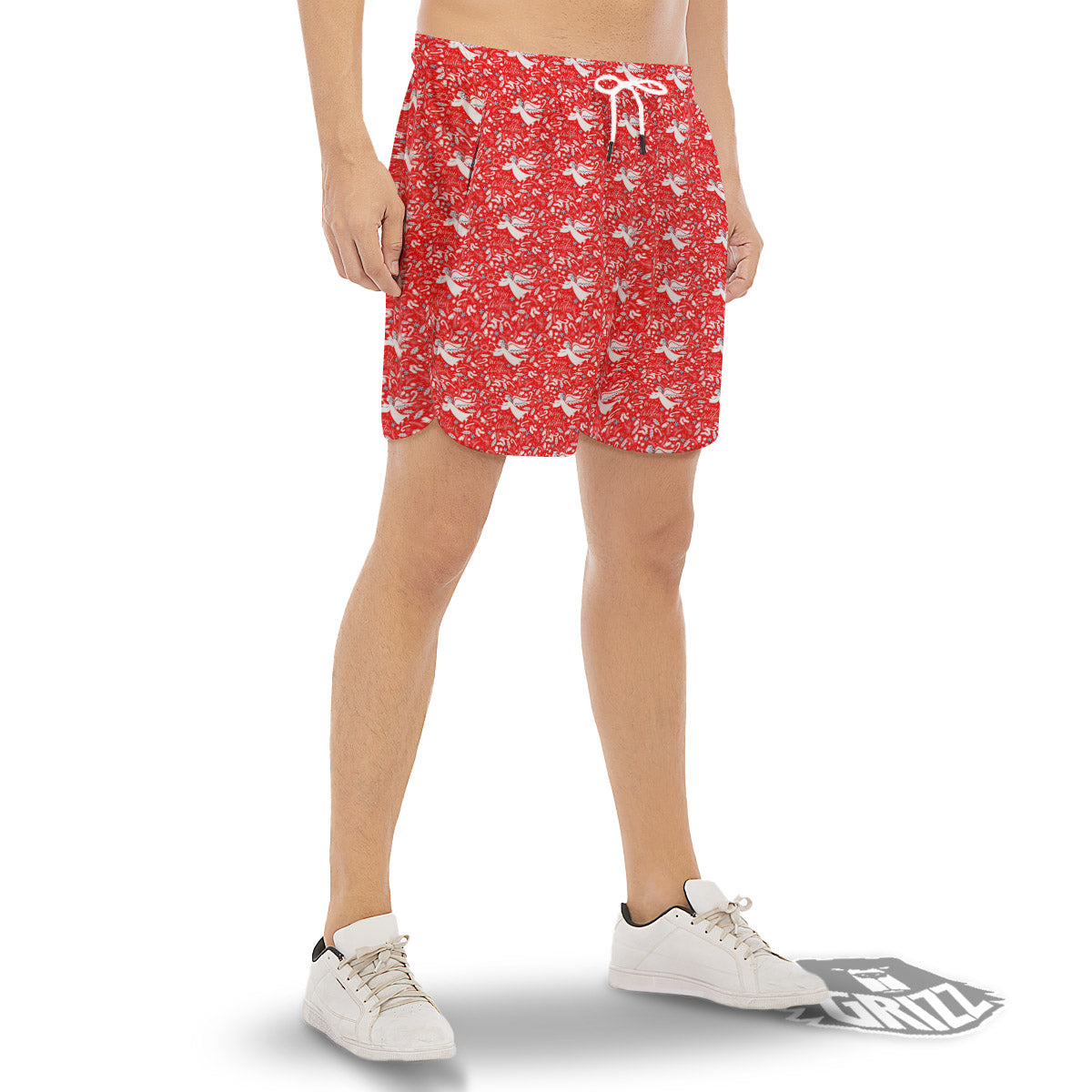 Christmas Angel Print Pattern Men's Gym Shorts-grizzshop