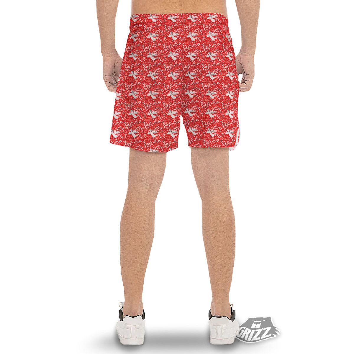Christmas Angel Print Pattern Men's Gym Shorts-grizzshop