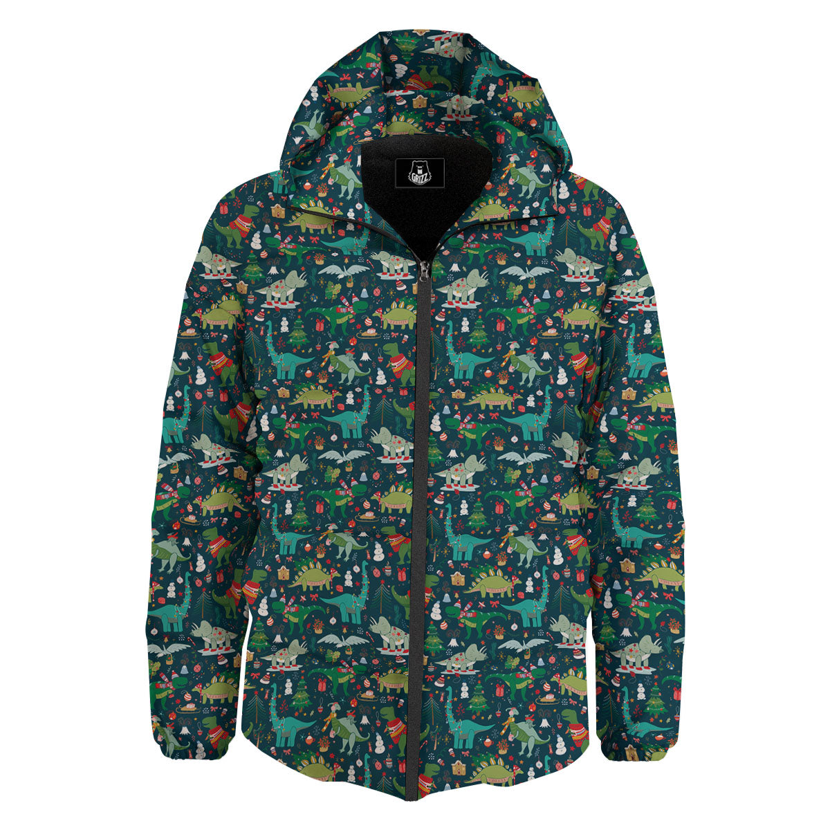 Christmas Animals Fun Print Pattern Down Jacket-grizzshop