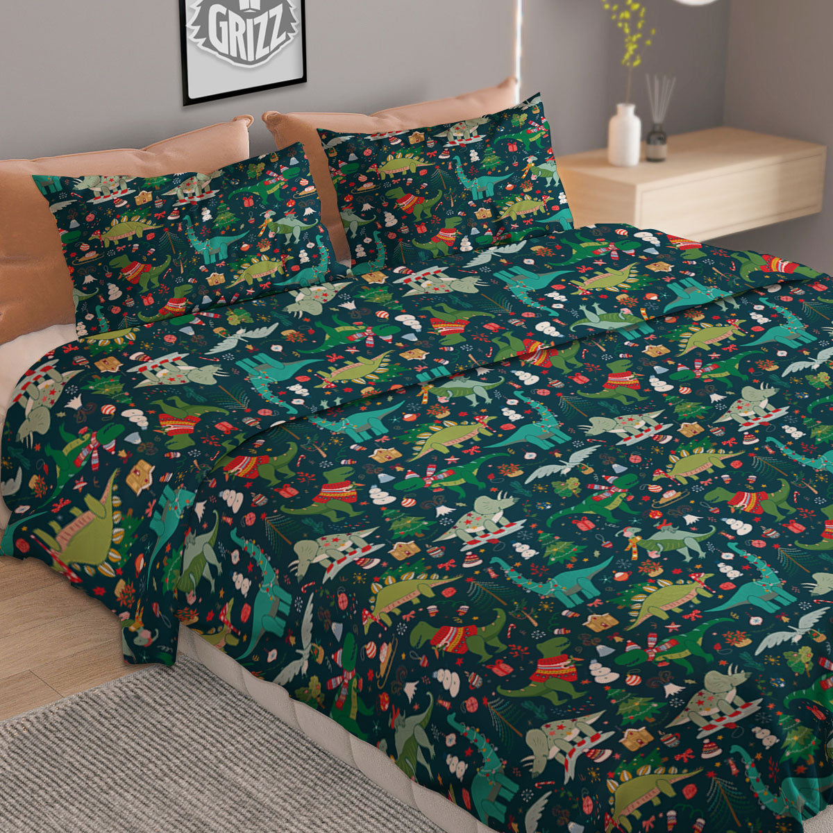 Christmas Animals Fun Print Pattern Duvet Cover Bedding Set