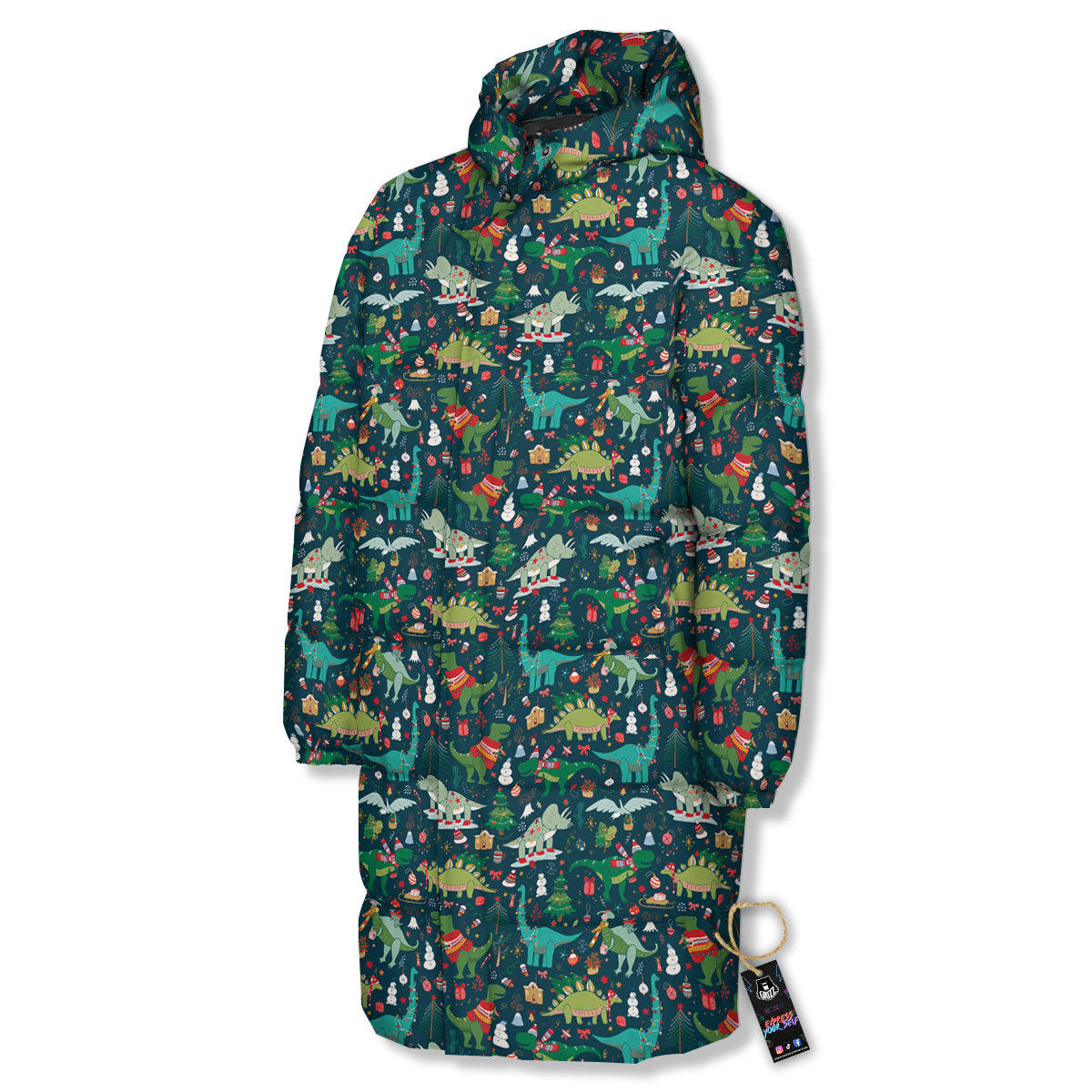 Christmas Animals Fun Print Pattern Long Down Jacket-grizzshop