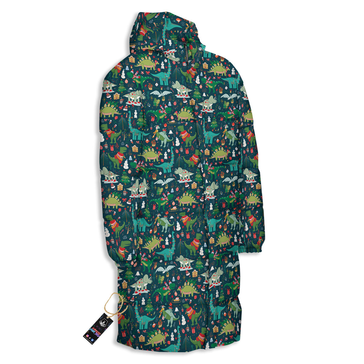 Christmas Animals Fun Print Pattern Long Down Jacket-grizzshop