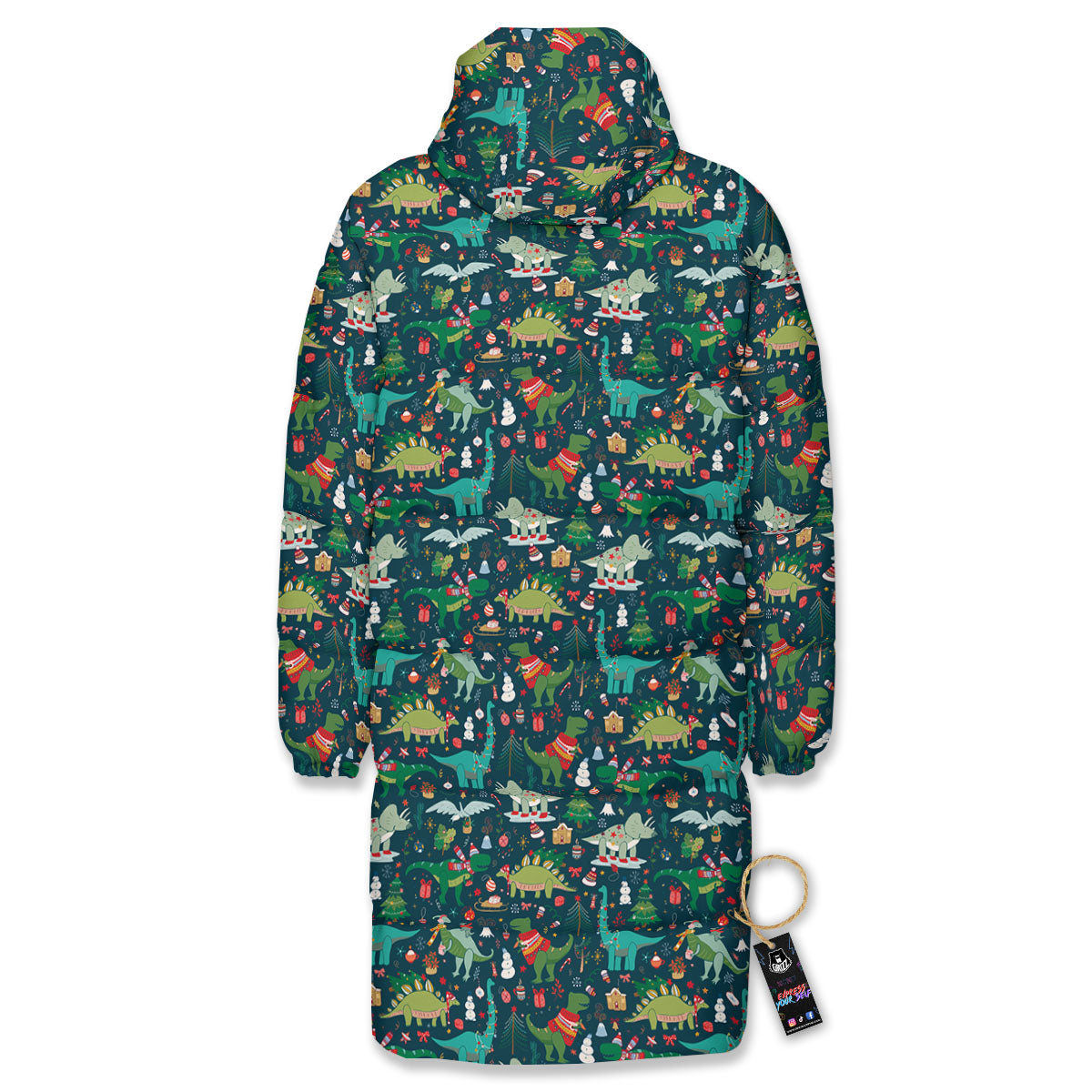Christmas Animals Fun Print Pattern Long Down Jacket-grizzshop