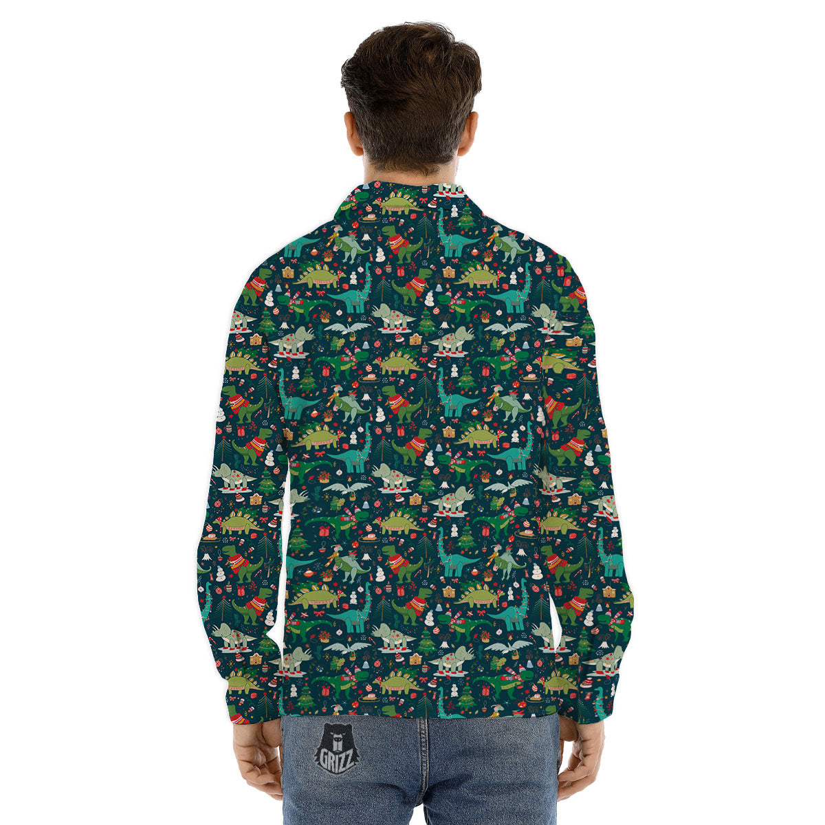 Christmas Animals Fun Print Pattern Men's Dress Shirts-grizzshop