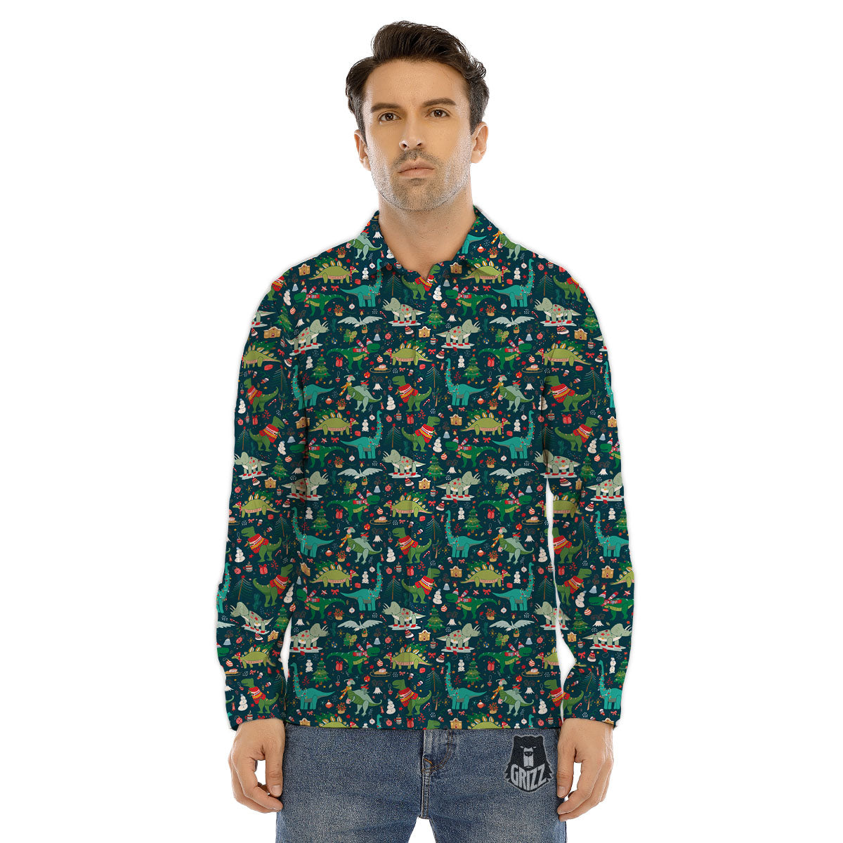 Christmas Animals Fun Print Pattern Men's Dress Shirts-grizzshop