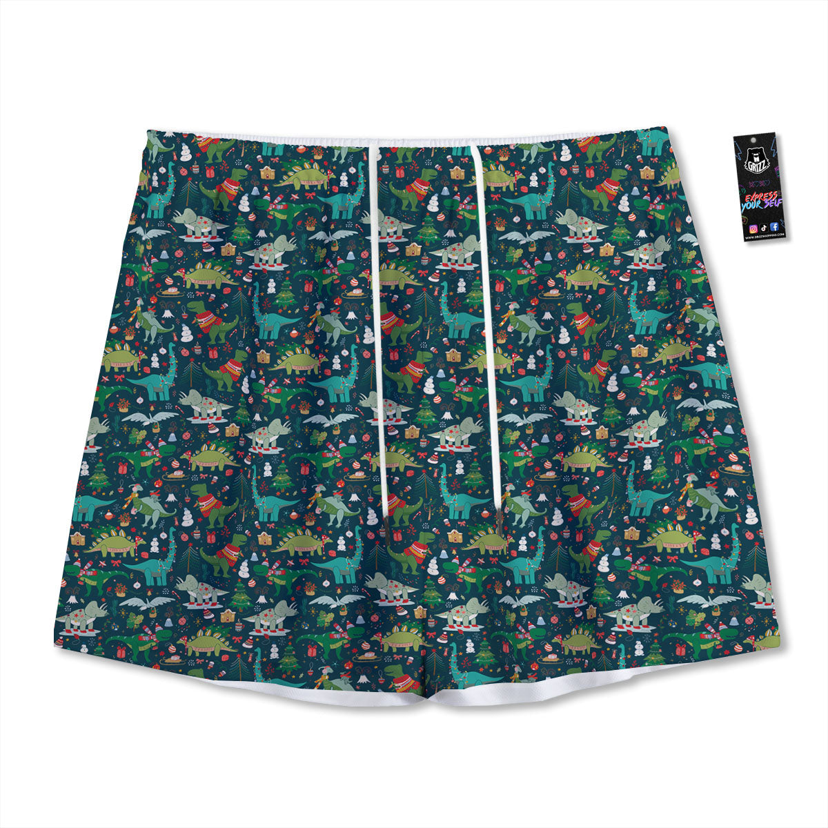 Christmas Animals Fun Print Pattern Mesh Shorts