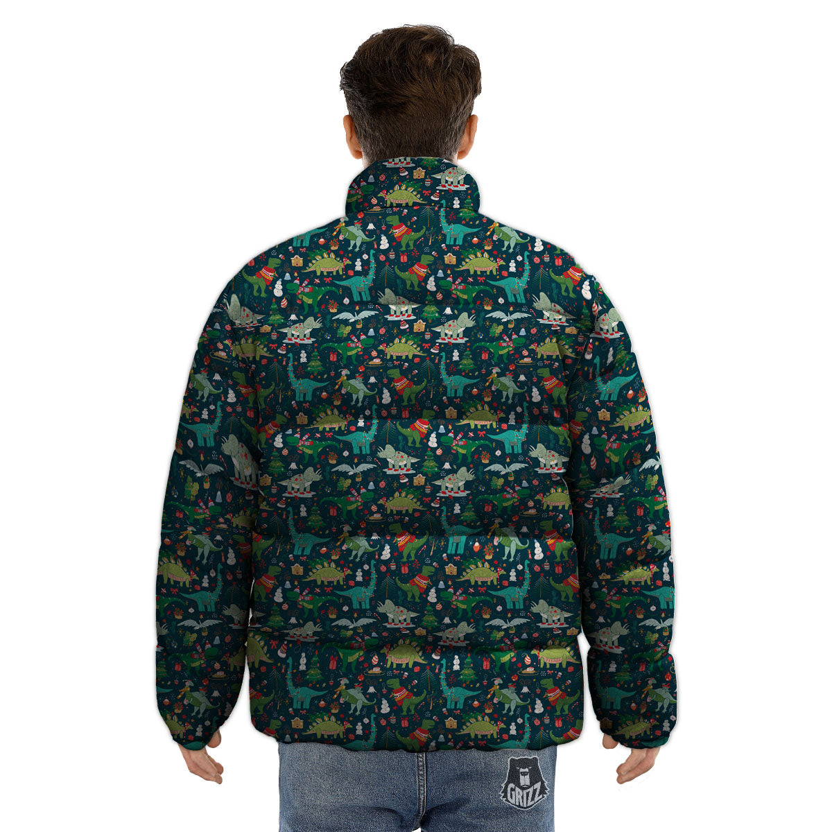 Christmas Animals Fun Print Pattern Puffer Jacket-grizzshop