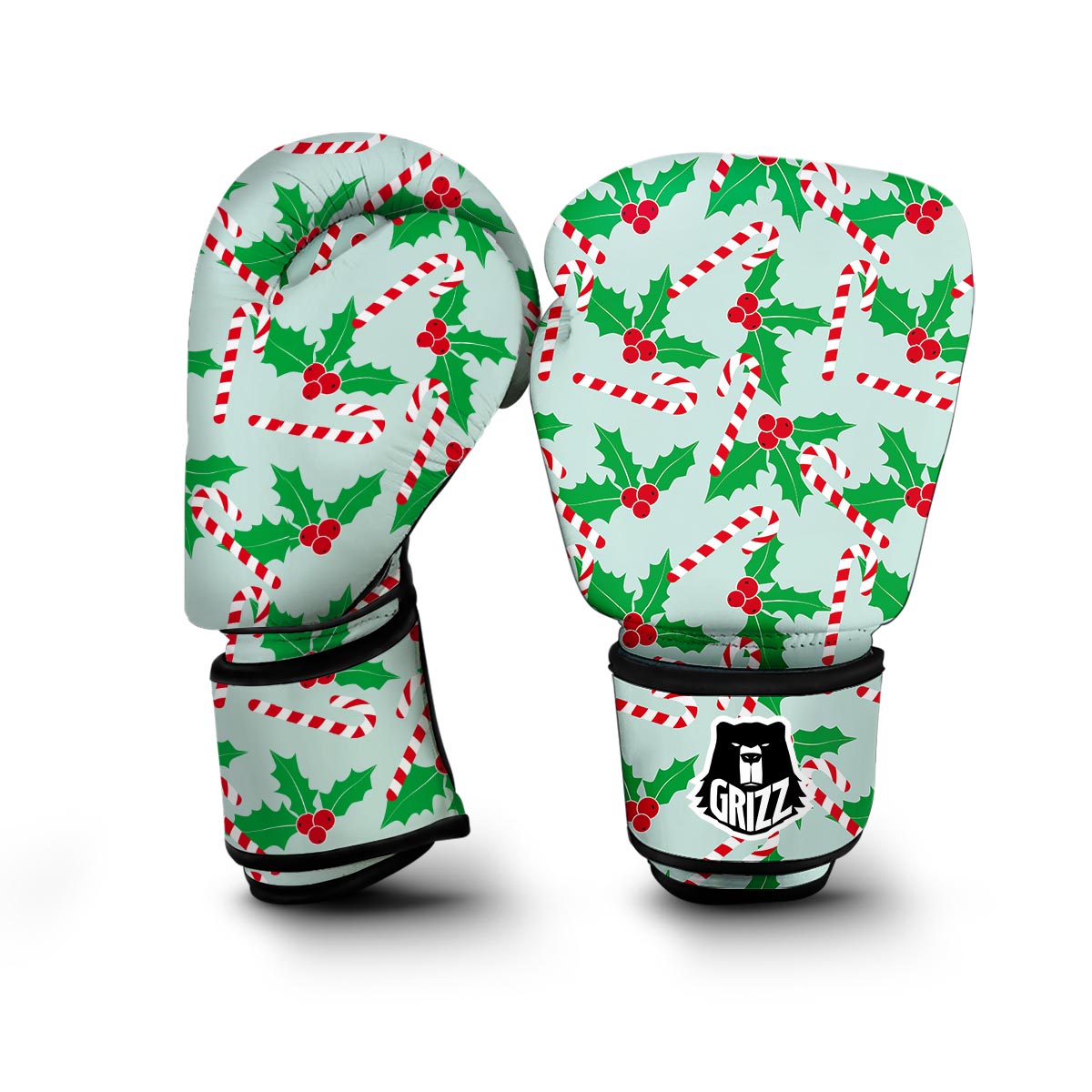 Christmas Cady Cane Pattern Print Boxing Gloves-grizzshop