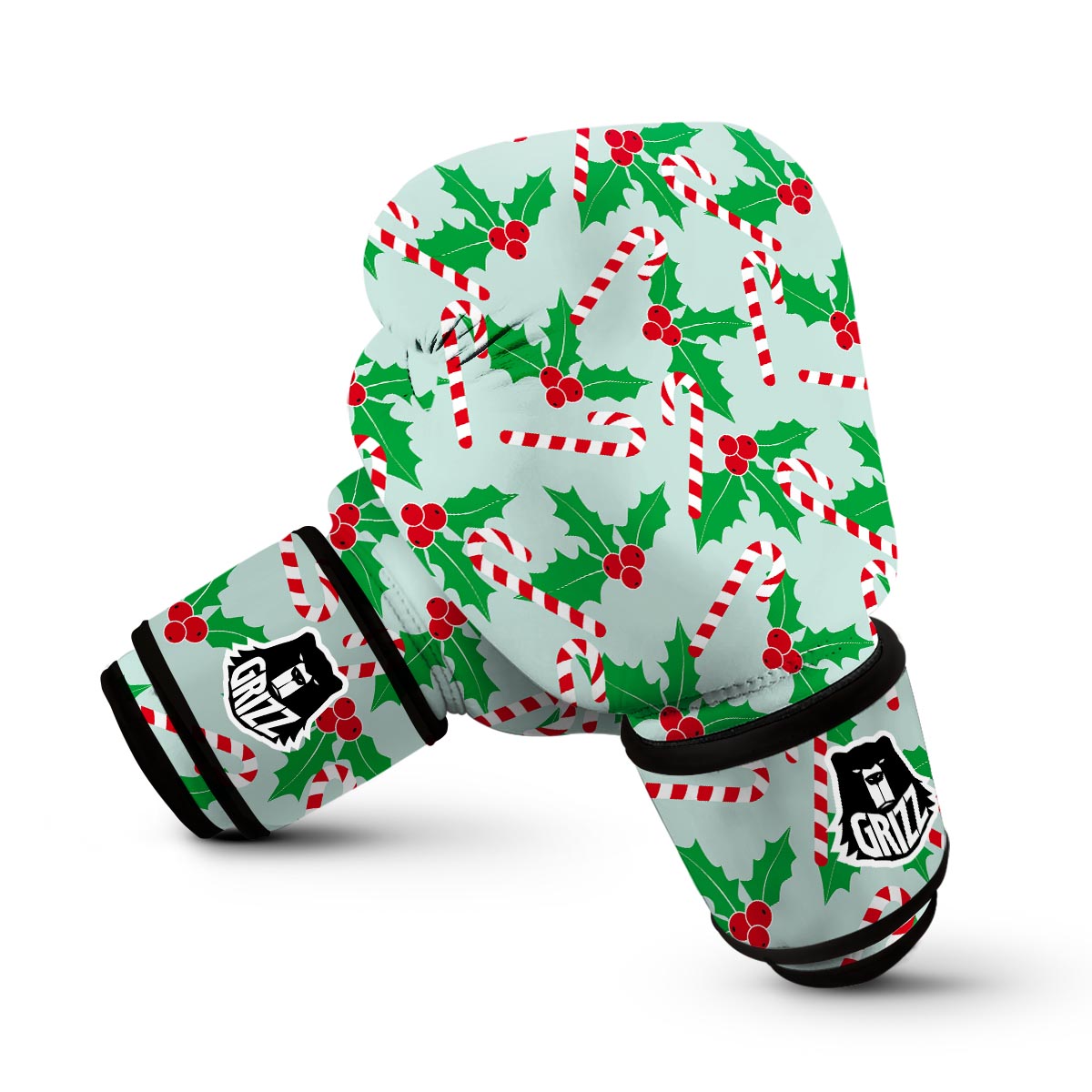 Christmas Cady Cane Pattern Print Boxing Gloves-grizzshop