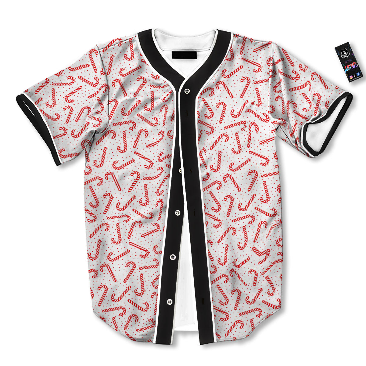 Christmas Candy Print Pattern Baseball Jersey-grizzshop