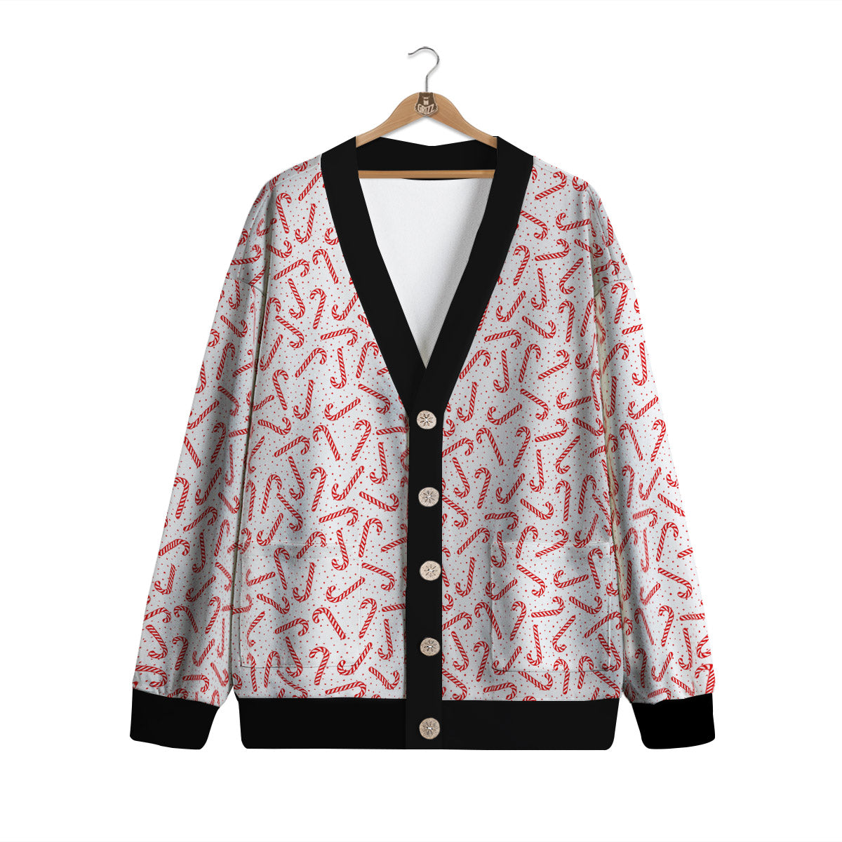 Christmas Candy Print Pattern Cardigan-grizzshop