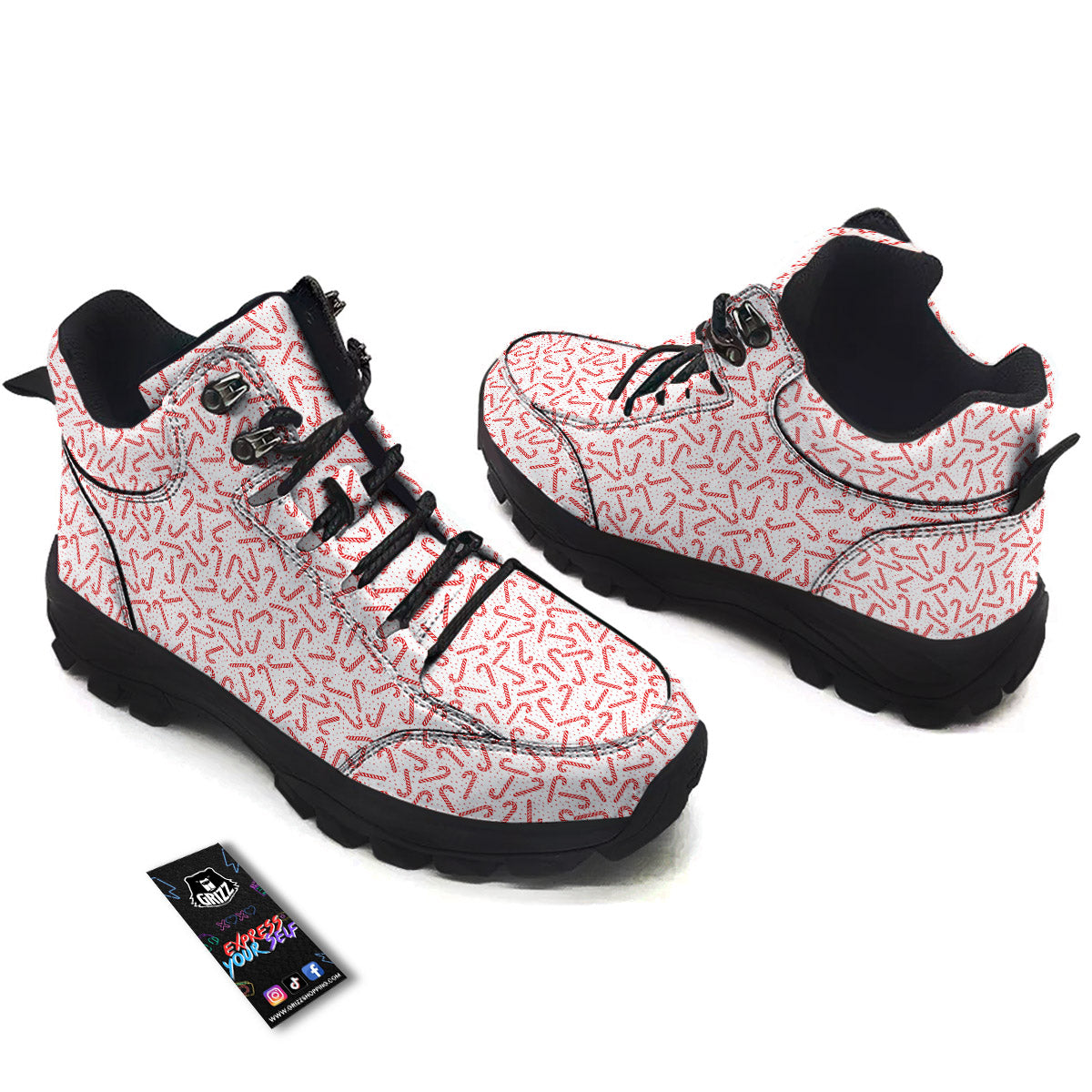 Christmas Candy Print Pattern Hiking Shoes-grizzshop