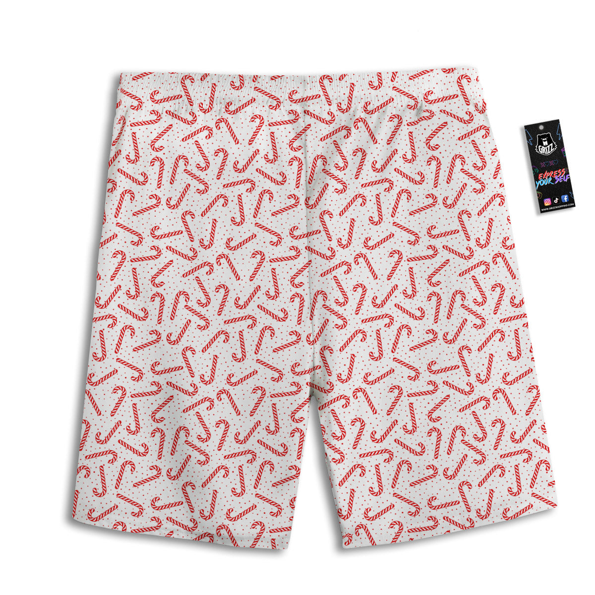 Christmas Candy Print Pattern Men's Athletic Shorts